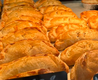 Freshly baked homemade pasties from Whittles Bakery